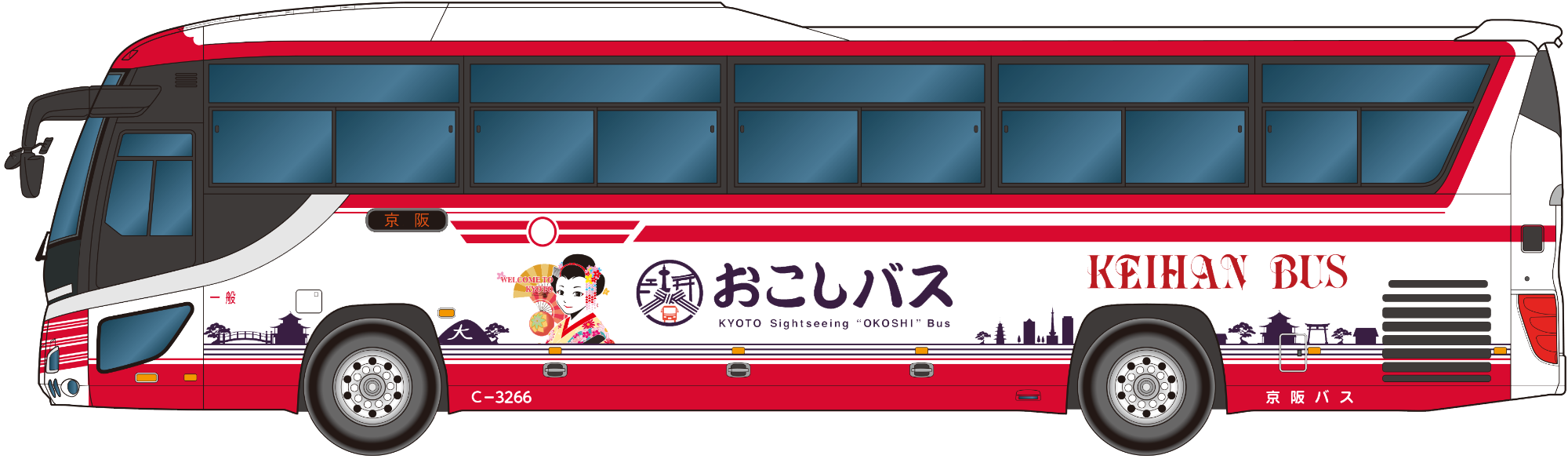 定期観光バスおこしバス車体